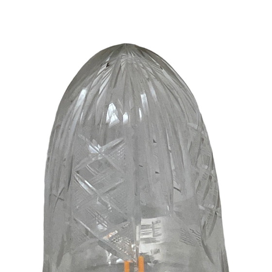 Image 1 of Art deco/frühe 30er Jahre - Deckenleuchte mit Kristallschirm - Messingfuß und Keramikfassung - Vollständig original!