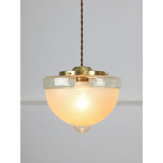 Image 1 of Paar Pendelleuchten aus Messing und Glas, Italien