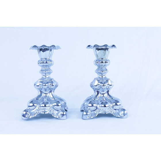 Image 1 of Paar blaue Vintage-Kerzenhalter