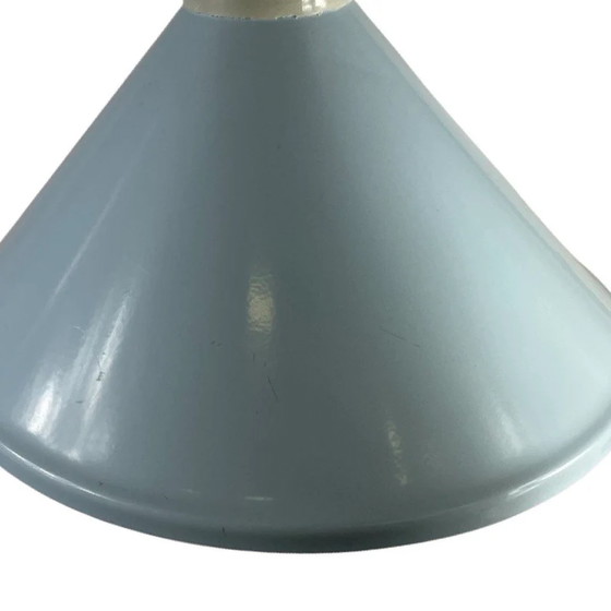 Image 1 of Moderner Mid-Century-Hängeanhänger aus babyblau emailliertem Stahl