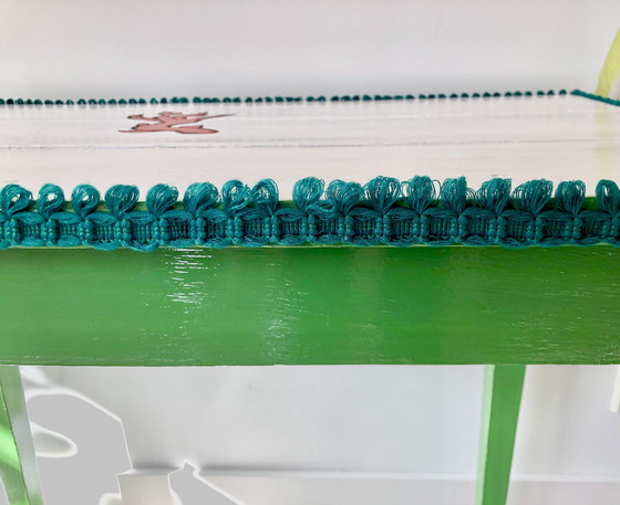 Image 1 of Grüner Holztisch, upgecycelt