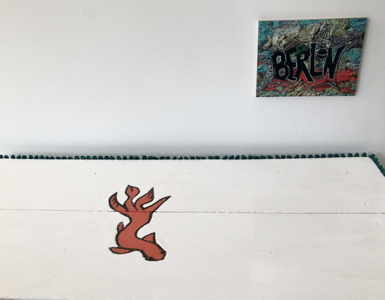 Image 1 of Grüner Holztisch, upgecycelt