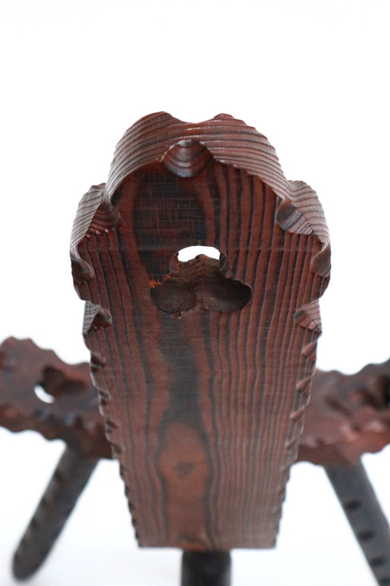 Image 1 of Spanische brutalistische Holzstühle / Hocker aus den 60er Jahren (12x)