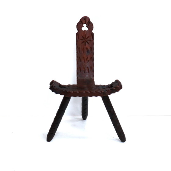 Image 1 of Spanische brutalistische Holzstühle / Hocker aus den 60er Jahren (12x)