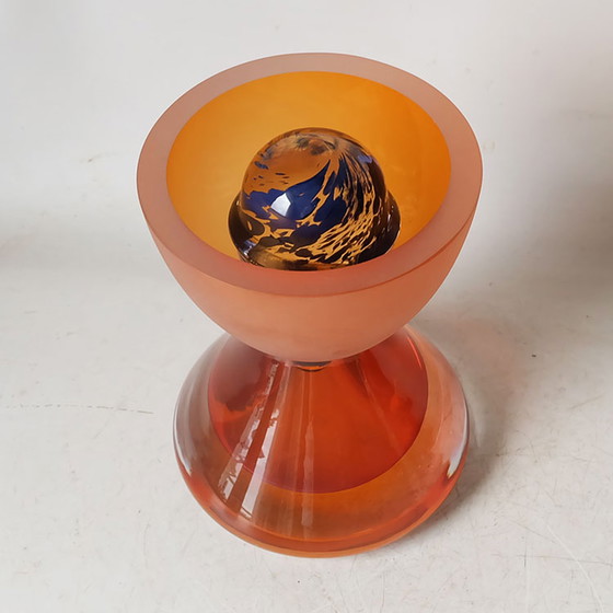 Image 1 of Royal Leerdam Helix Objekt/orangefarbene Vase von Menno Jonker