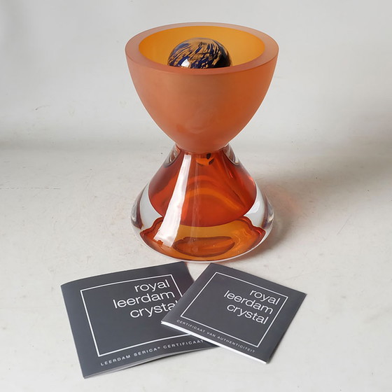 Image 1 of Royal Leerdam Helix Objekt/orangefarbene Vase von Menno Jonker