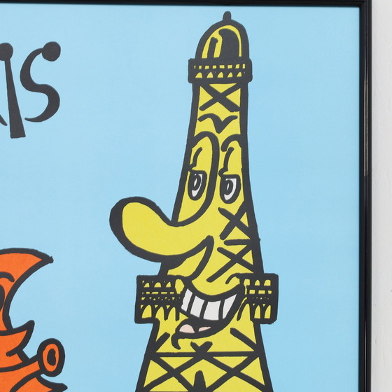 Image 1 of Plakat „Der Mondmann in Paris“ von Hervé Di Rosa, 1990er Jahre