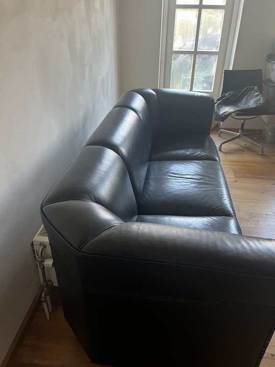 Image 1 of Josef Hoffmann Palais Stoclet Sofa aus schwarzem Leder