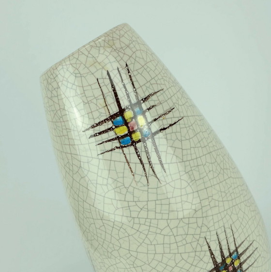 Image 1 of Keramikvase Silberdistel abstraktes Dekor Craquelé Glasur 125/30