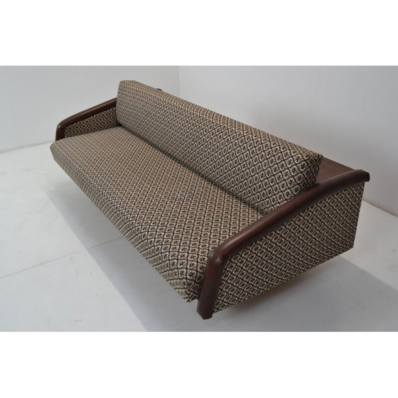 Image 1 of Vintage 3-Sitzer Sofa aus Stoff und Holz von Jitona, Tschechoslowakei 1970