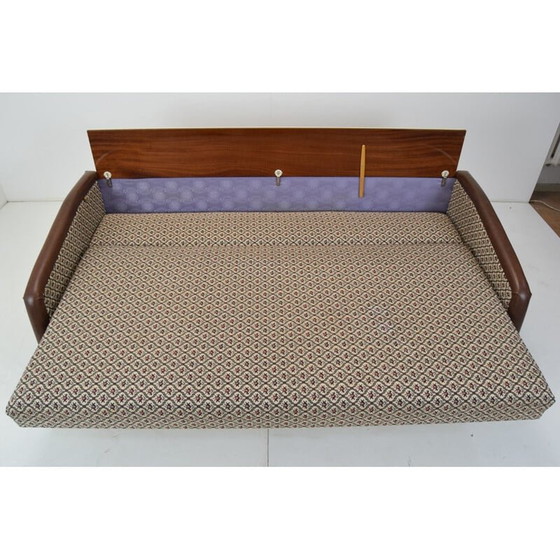 Image 1 of Vintage 3-Sitzer Sofa aus Stoff und Holz von Jitona, Tschechoslowakei 1970
