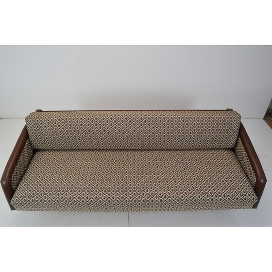 Image 1 of Vintage 3-Sitzer Sofa aus Stoff und Holz von Jitona, Tschechoslowakei 1970