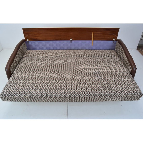 Image 1 of Vintage 3-Sitzer Sofa aus Stoff und Holz von Jitona, Tschechoslowakei 1970
