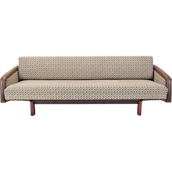 Image 1 of Vintage 3-Sitzer Sofa aus Stoff und Holz von Jitona, Tschechoslowakei 1970
