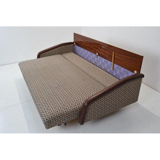 Image 1 of Vintage 3-Sitzer Sofa aus Stoff und Holz von Jitona, Tschechoslowakei 1970