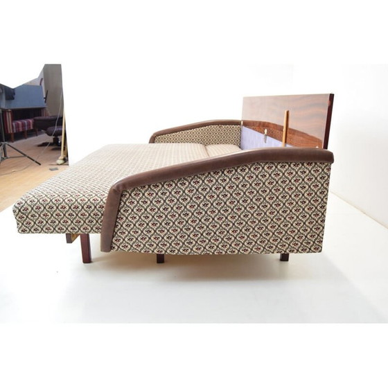 Image 1 of Vintage 3-Sitzer Sofa aus Stoff und Holz von Jitona, Tschechoslowakei 1970