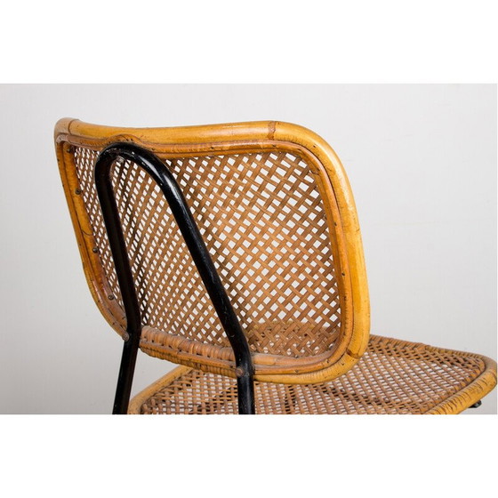 Image 1 of Vintage-Stuhl aus Rattan und Metall von Dirk van Sliedregt für Gebroeders Jonkers, Niederlande 1950