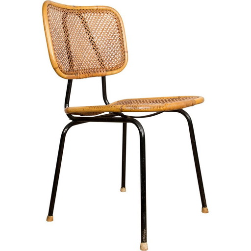 Vintage-Stuhl aus Rattan und Metall von Dirk van Sliedregt für Gebroeders Jonkers, Niederlande 1950