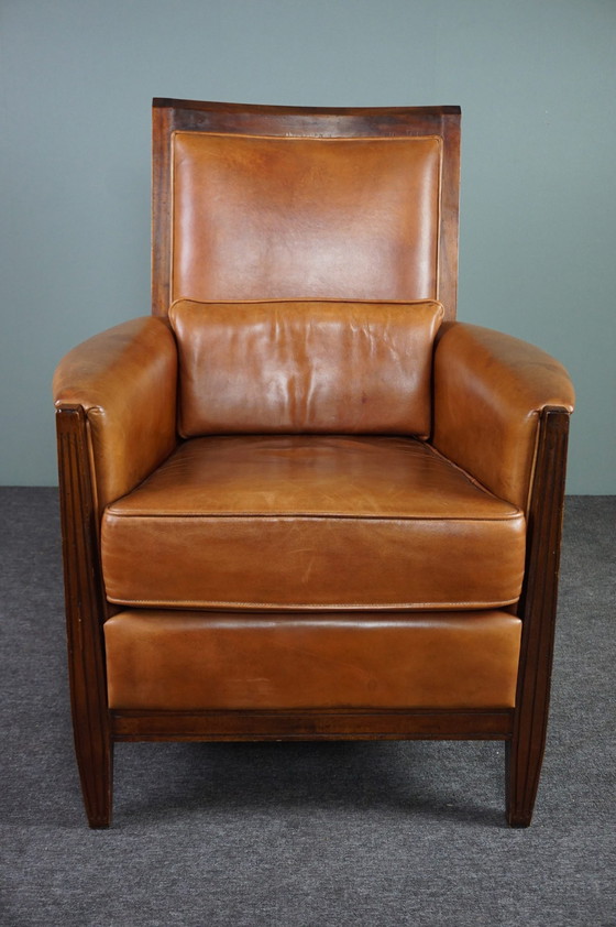 Image 1 of Design-Sessel aus Schafsleder im Art-déco-Stil