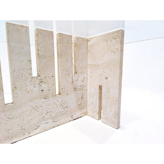 Image 1 of Vintage Tisch aus Travertin und Glas, Italien 1970er