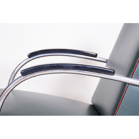 Image 1 of Zwei Bauhaus-Sessel aus blauem Leder von Mucke Melder, 1930er Jahre