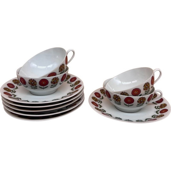 Image 1 of Satz von 4 Vintage-Tassen mit 6 Porzellanuntertassen, 1970er Jahre