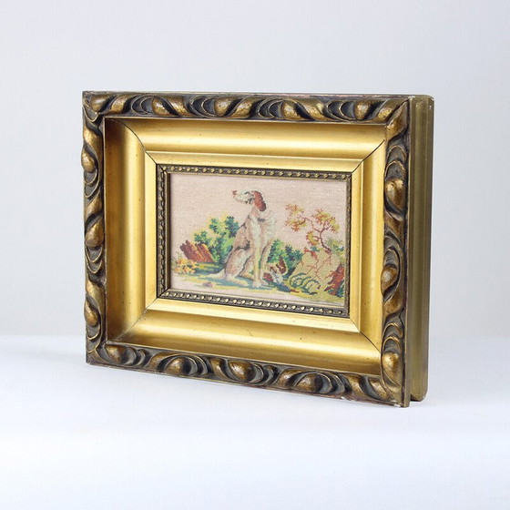 Image 1 of Vintage-Teppich mit sitzendem Hund, Tschechoslowakei 1920