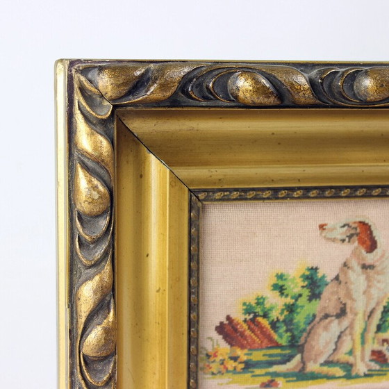 Image 1 of Vintage-Teppich mit sitzendem Hund, Tschechoslowakei 1920