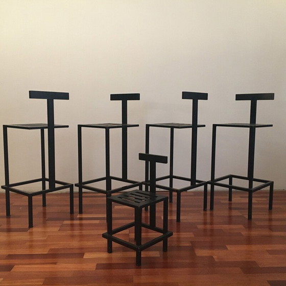 Image 1 of Lot von 5 Vintage moderne Barhocker 1980er