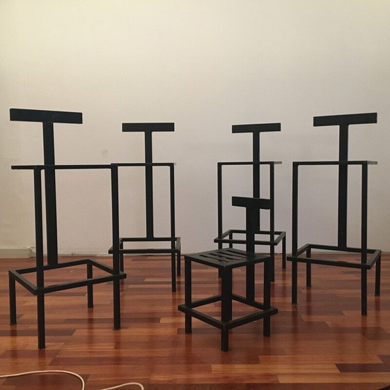 Image 1 of Lot von 5 Vintage moderne Barhocker 1980er