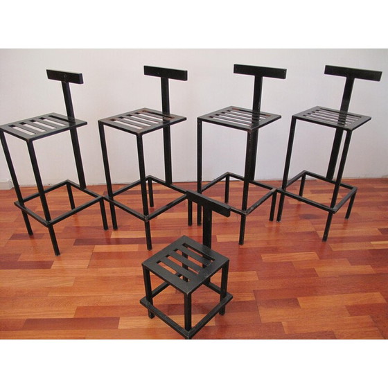Image 1 of Lot von 5 Vintage moderne Barhocker 1980er