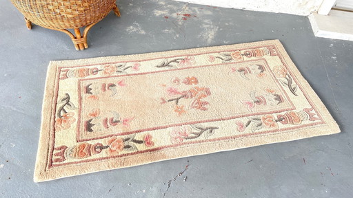 Vintage Veloursteppich Beige Rosé 118 X 60Cm