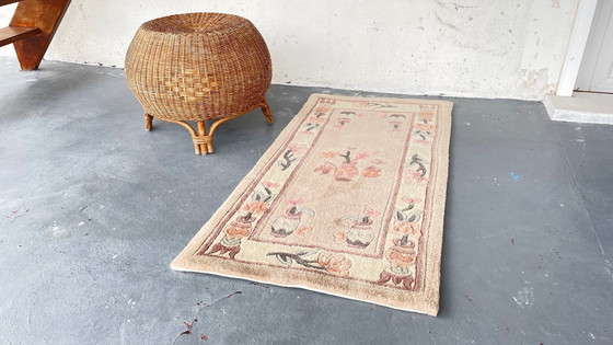 Image 1 of Vintage Veloursteppich Beige Rosé 118 X 60Cm