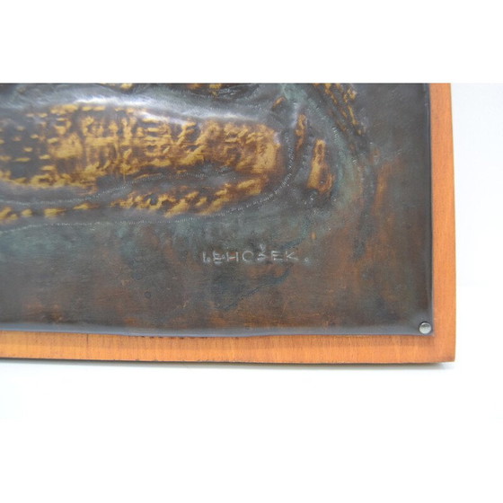 Image 1 of Wandskulptur aus Holz und Kupfer von I.E.Hošek, Tschechoslowakei 1960