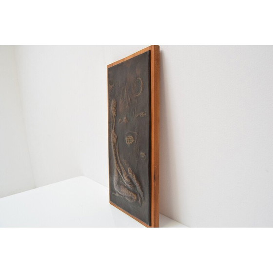 Image 1 of Wandskulptur aus Holz und Kupfer von I.E.Hošek, Tschechoslowakei 1960