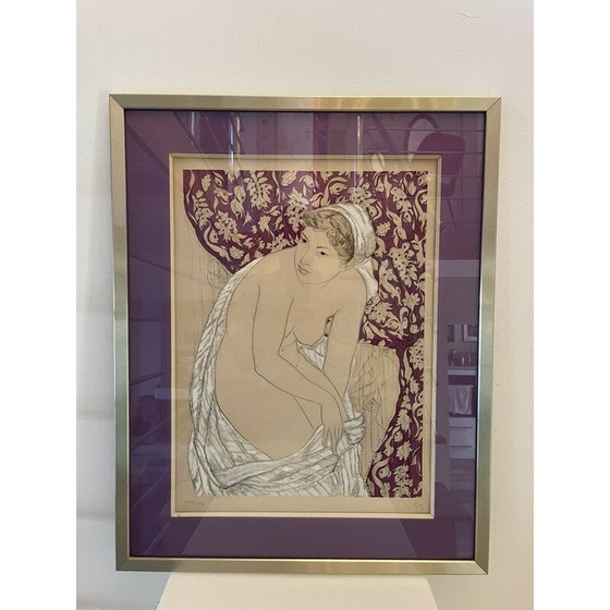 Image 1 of Vintage-Gemälde einer nackten, drapierten Frau von Genia Hadji Minache, 1949