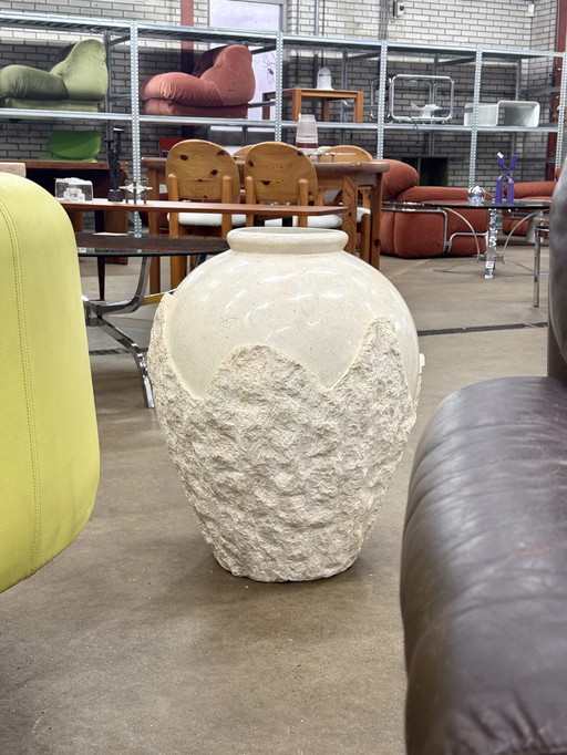 Große Vintage Mactan Stein Tessellated Boden Vase