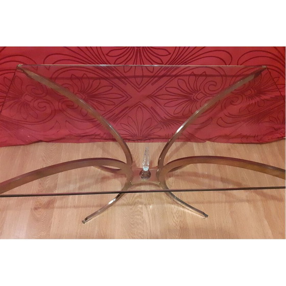 Image 1 of Vintage Couchtisch aus vergoldetem Metall und Glas