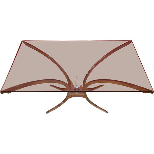 Vintage Couchtisch aus vergoldetem Metall und Glas