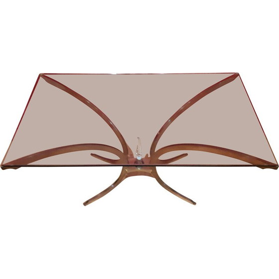 Image 1 of Vintage Couchtisch aus vergoldetem Metall und Glas