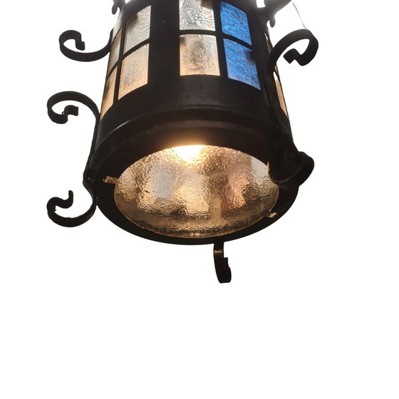 Image 1 of Kleine französische runde Metall-Hallenlaterne, Mitte 20.