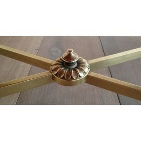 Image 1 of Vintage Couchtisch aus Messing und schwarz lackiertem Glas von Jansen, 1940