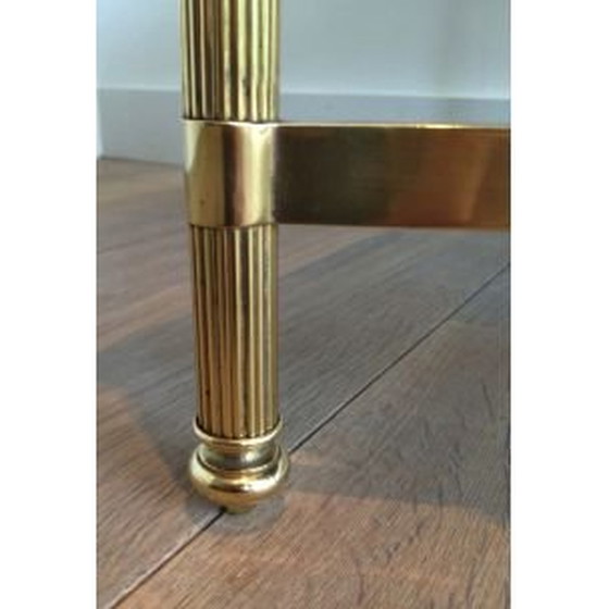 Image 1 of Vintage Couchtisch aus Messing und schwarz lackiertem Glas von Jansen, 1940