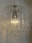 Xl Chrom Teardrop Chandelier Pendelleuchte Chrom Transparente Perlen!