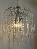 Xl Chrom Teardrop Chandelier Pendelleuchte Chrom Transparente Perlen!