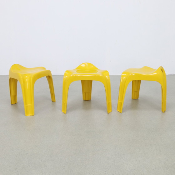 Image 1 of 3x Vintage Hocker Casala, 1970er Jahre (Setpreis)