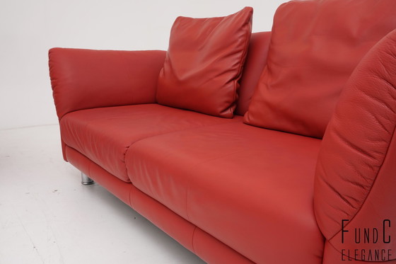 Image 1 of Rolf Benz 510 Dreisitzer Zweisitzer Couch Sofa Leder Rot Multifunktional