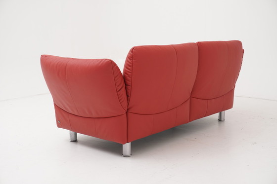 Image 1 of Rolf Benz 510 Dreisitzer Zweisitzer Couch Sofa Leder Rot Multifunktional