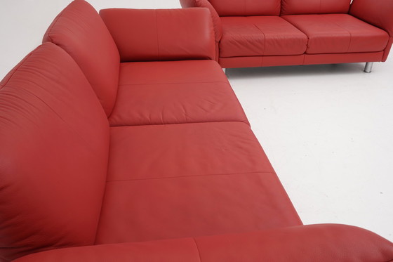 Image 1 of Rolf Benz 510 Dreisitzer Zweisitzer Couch Sofa Leder Rot Multifunktional