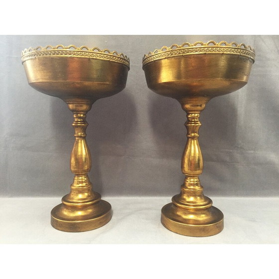 Image 1 of Paar vergoldete Metallschalen im Vintage-Stil